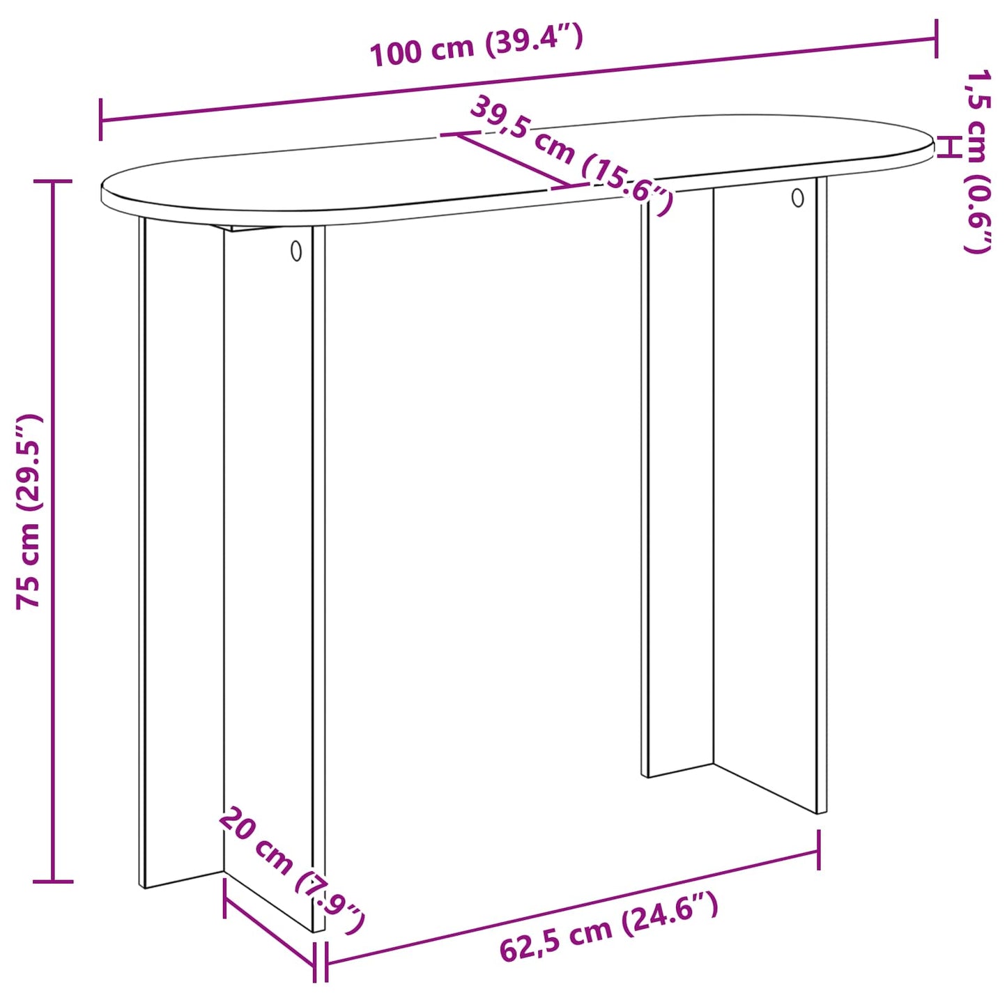 Console Table High Gloss White 100 x 39.5 x 75 cm