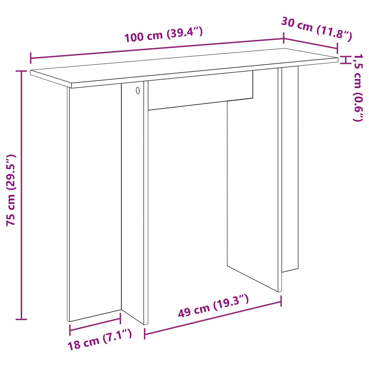 Console Table Artisan Oak 100 x 30 x 75 cm Engineered Wood