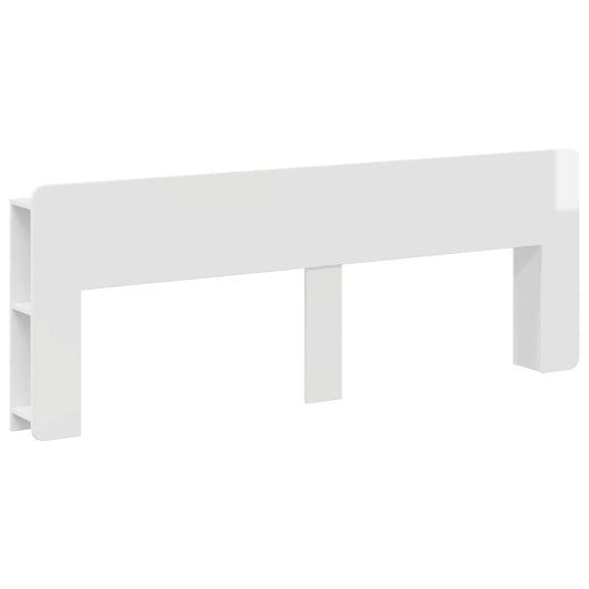 Headboard Cabinet with Storage High Gloss White Engineered Wood
