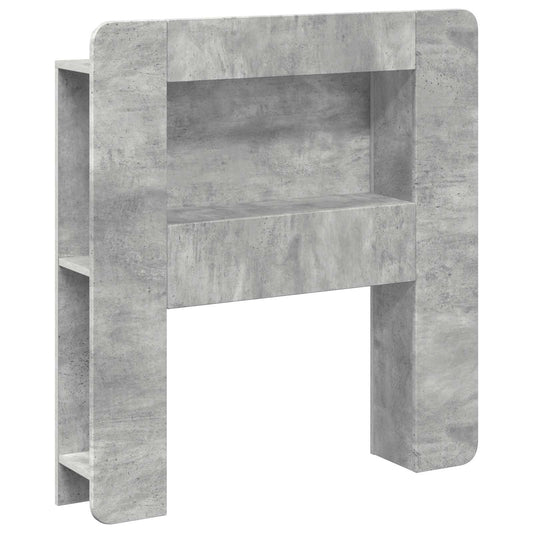 Headboard Cabinet with Storage Concrete Grey Engineered Wood