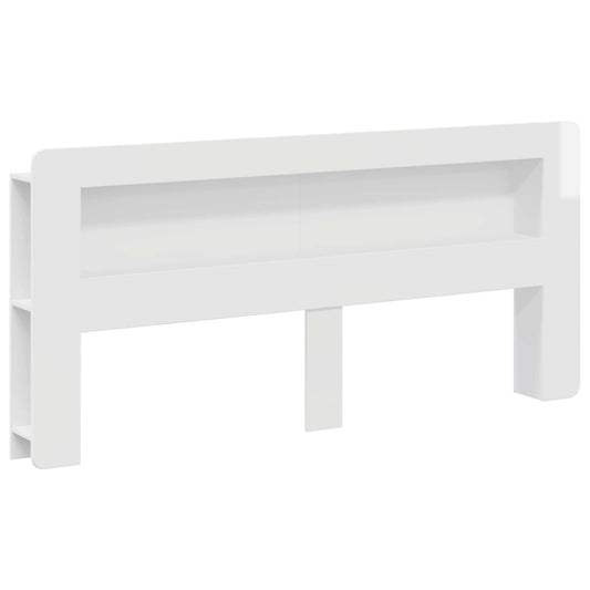 Headboard Cabinet with Storage High Gloss White Engineered Wood