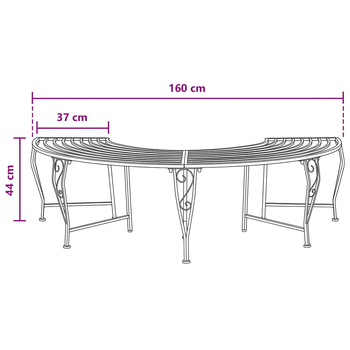 Tree Bench 4-Seater 160 x 80 x 44 cm Steel Antique Brown
