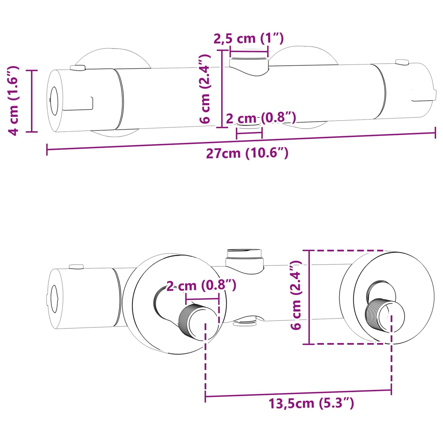 Thermostatic Shower Mixer Stainless Steel 201 27 x 8 x 6 cm