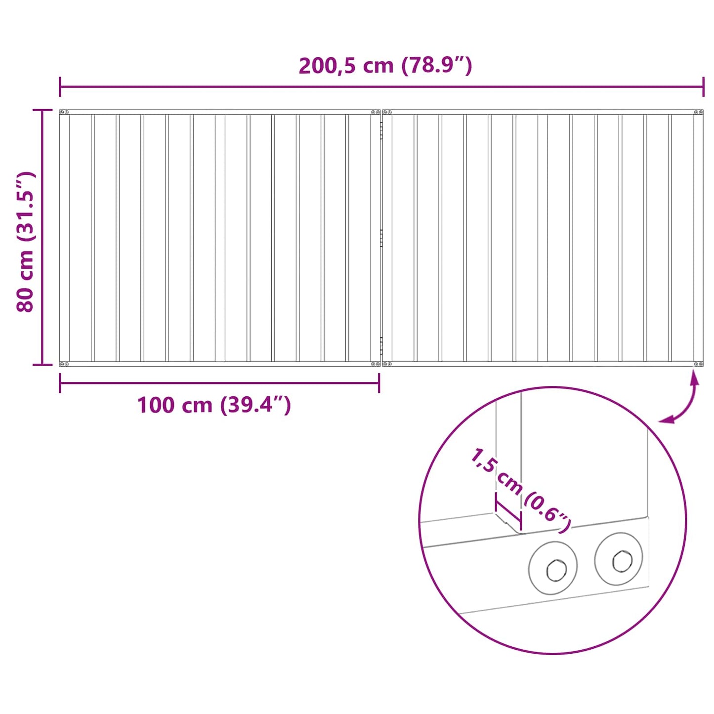 Dog Gate 2 pcs Black 100 x 80 cm Galvanised Steel