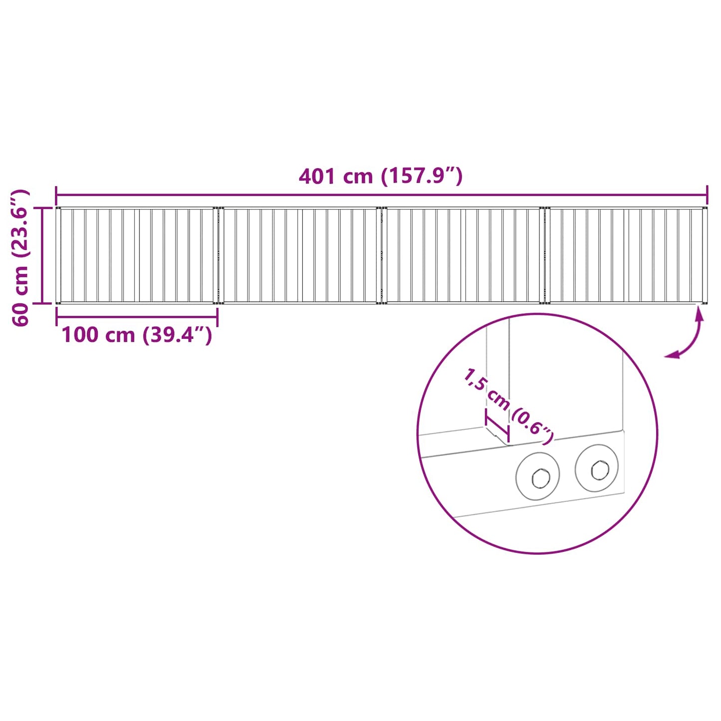 Dog Gate 4 pcs Black 100 x 60 cm Galvanised Steel