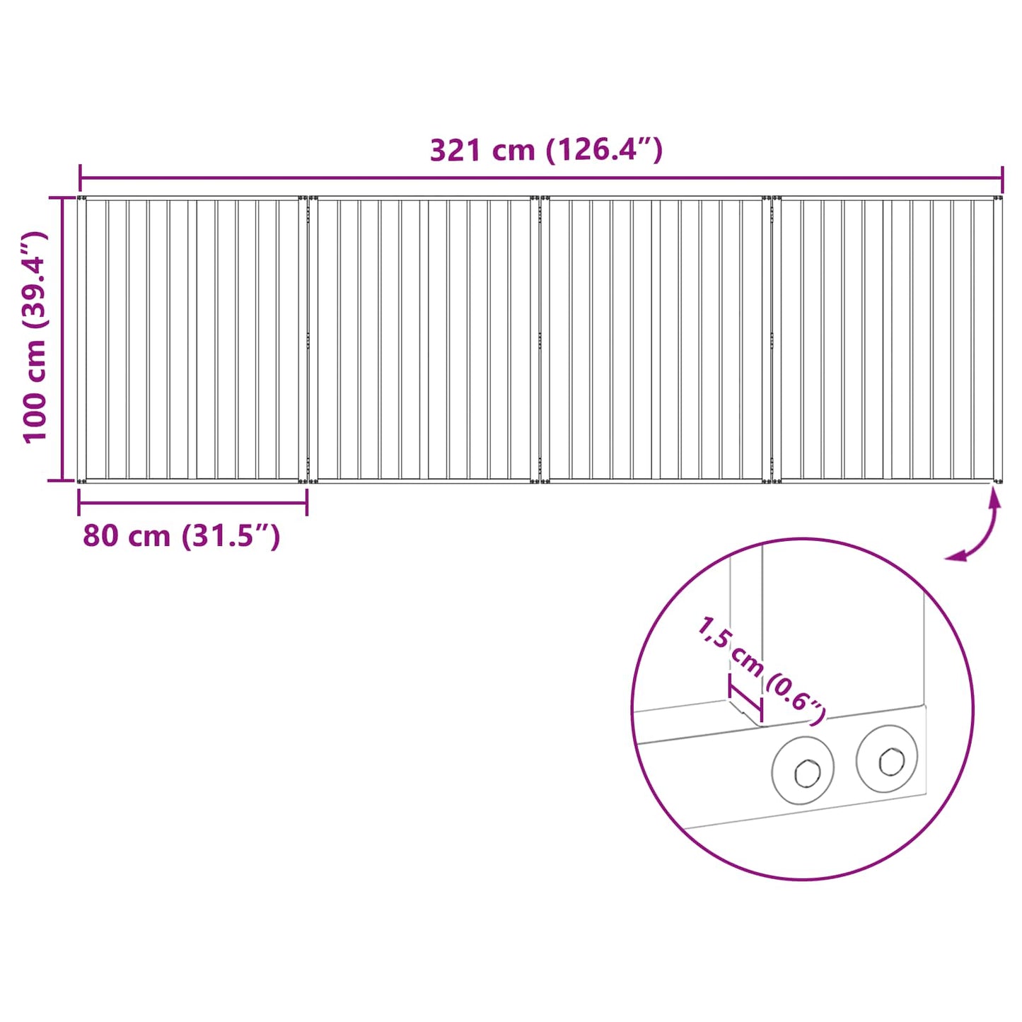 Dog Gate 4 pcs Black 80 x 100 cm Galvanised Steel