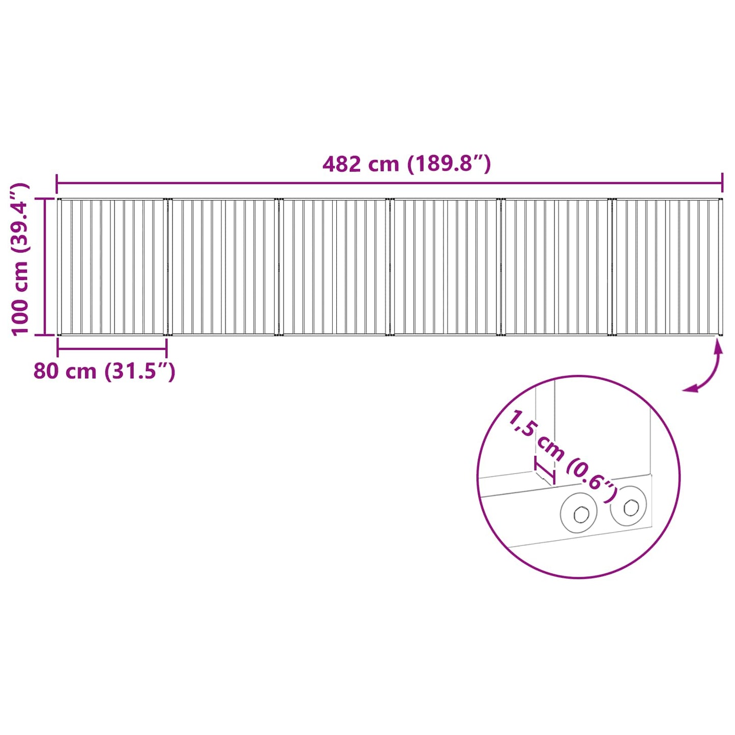 Dog Gate 6 pcs Black 80 x 100 cm Galvanised Steel