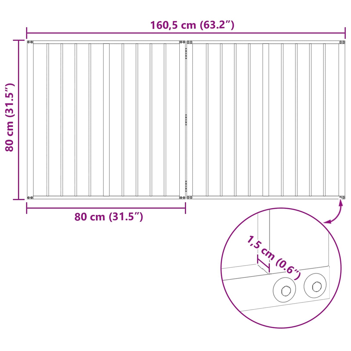 Dog Gate 2 pcs Black 80 x 80 cm Galvanised Steel
