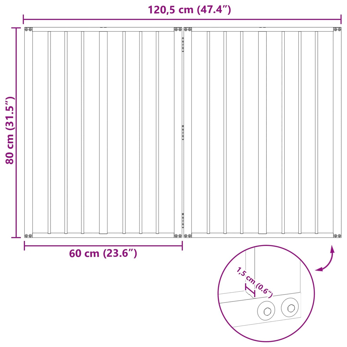 Dog Gate 2 pcs Black 60 x 80 cm Galvanised Steel