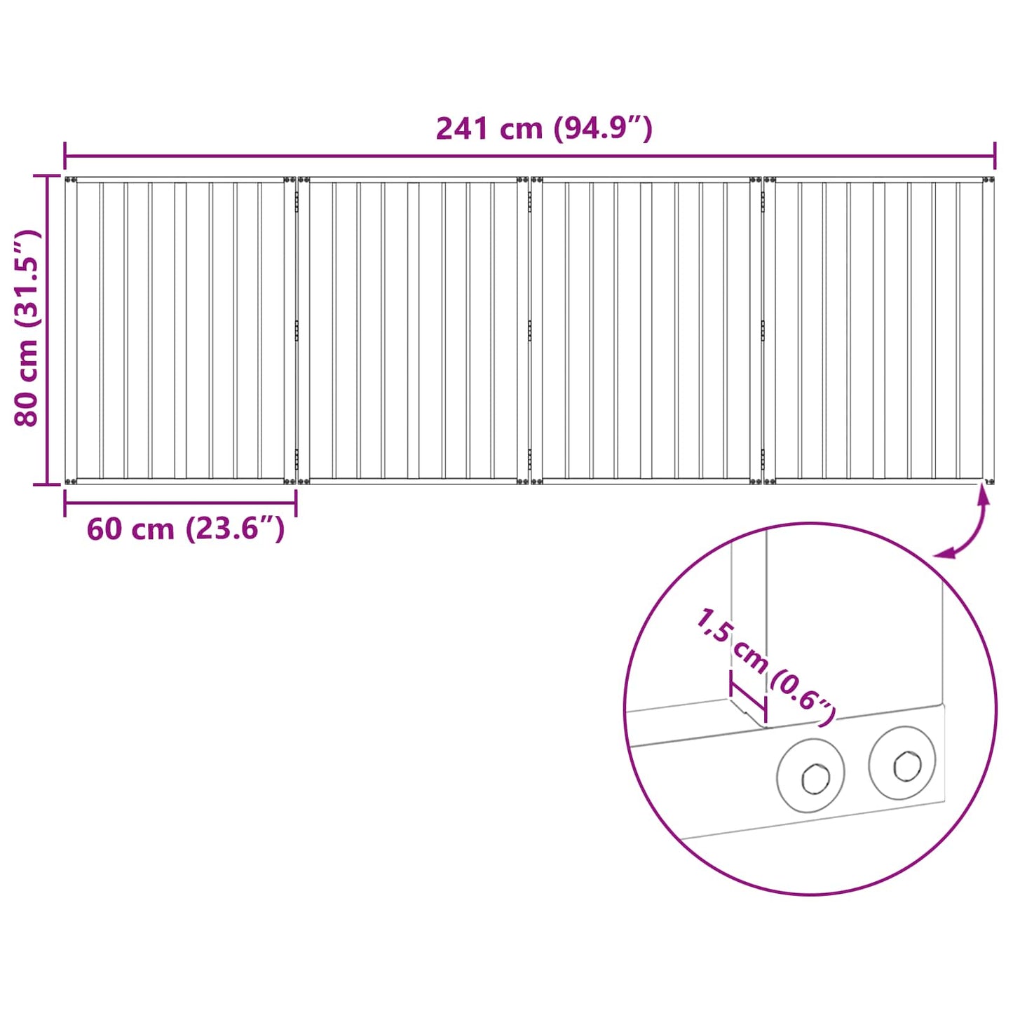 Dog Gate 4 pcs Black 60 x 80 cm Galvanised Steel