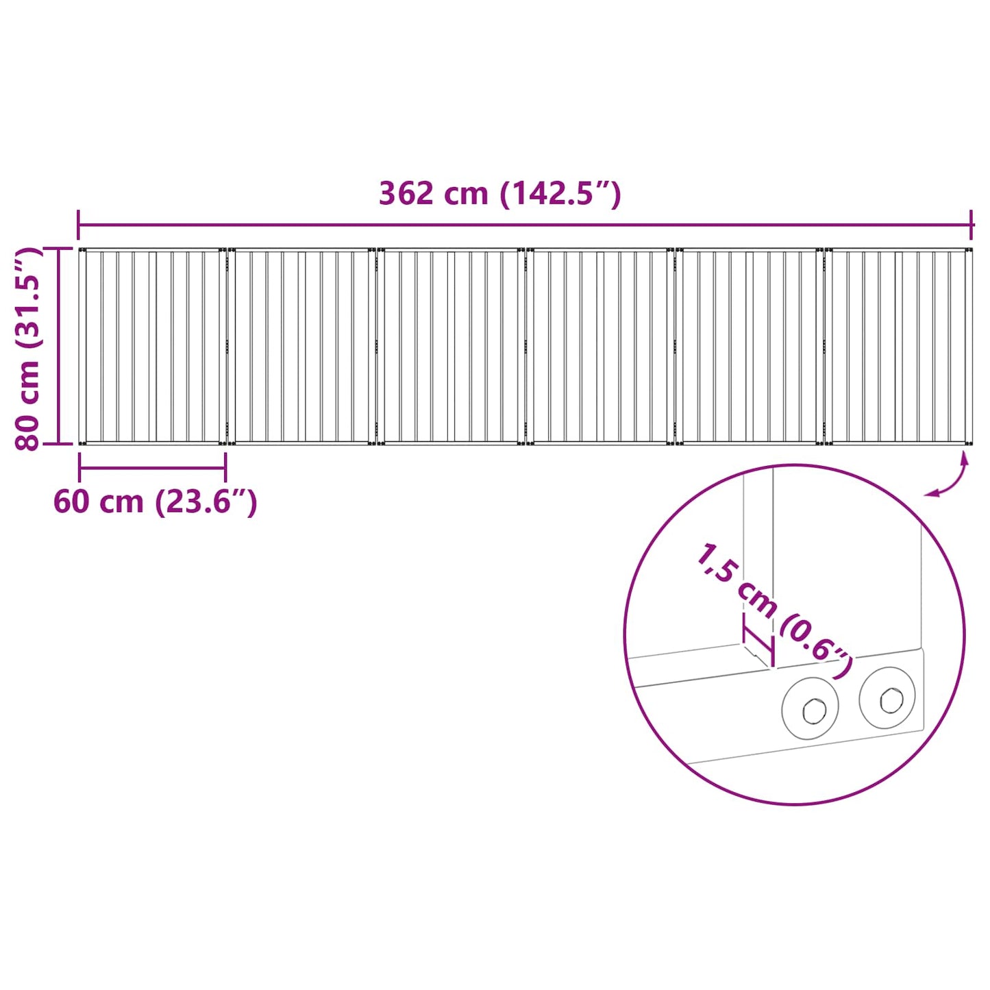 Dog Gate 6 pcs Black 60 x 80 cm Galvanised Steel