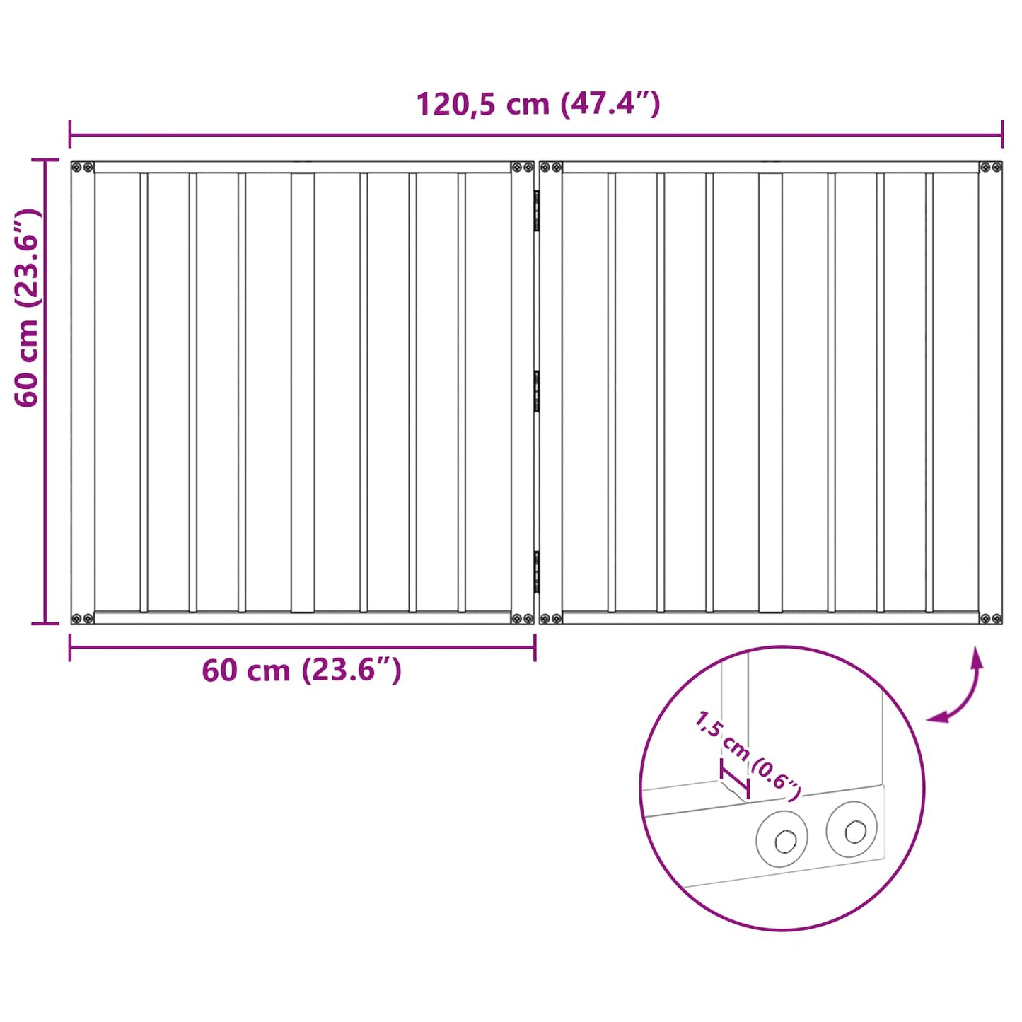 Dog Gate 2 pcs Black 60 x 60 cm Galvanised Steel