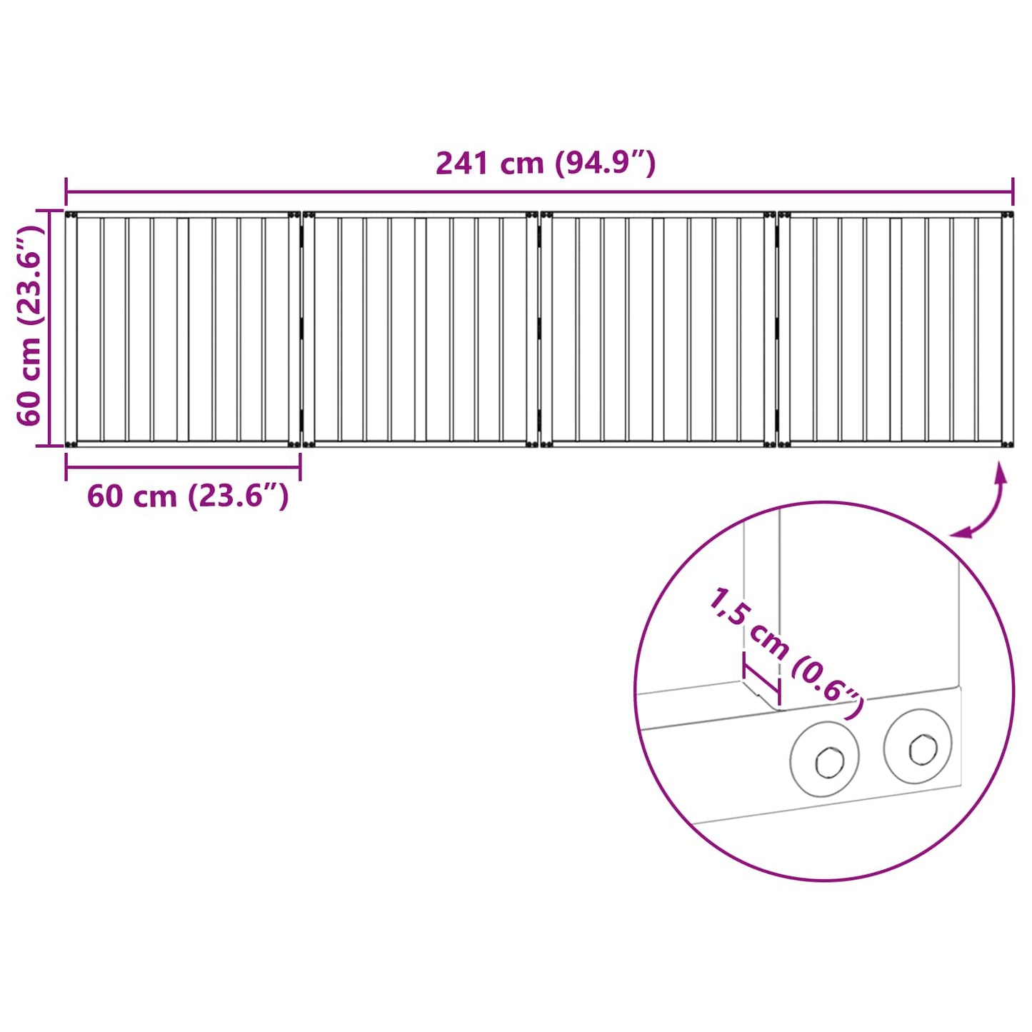 Dog Gate 4 pcs Black 60 x 60 cm Galvanised Steel