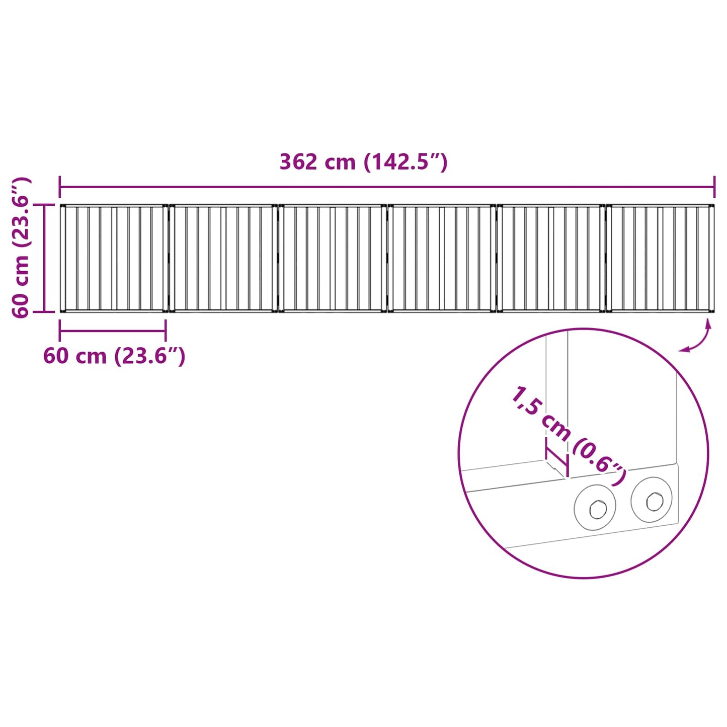 Dog Gate 6 pcs Black 60 x 60 cm Galvanised Steel