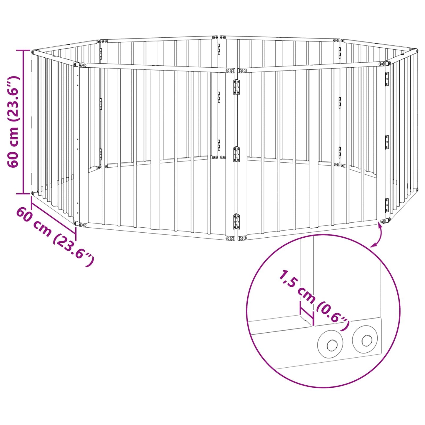 Dog Gate 8 pcs Black 60 x 60 cm Galvanised Steel