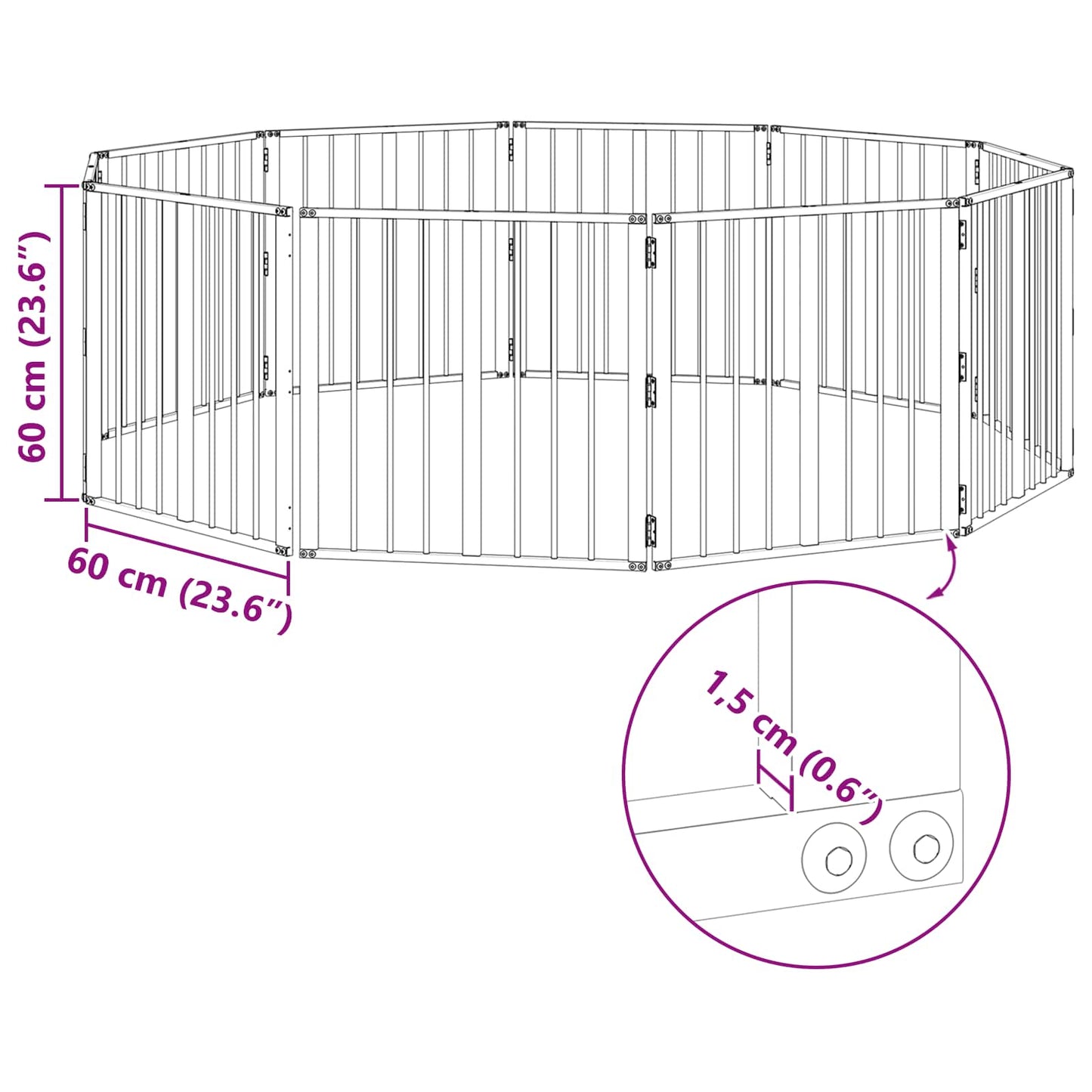 Dog Gate 10 pcs Black 60 x 60 cm Galvanised Steel