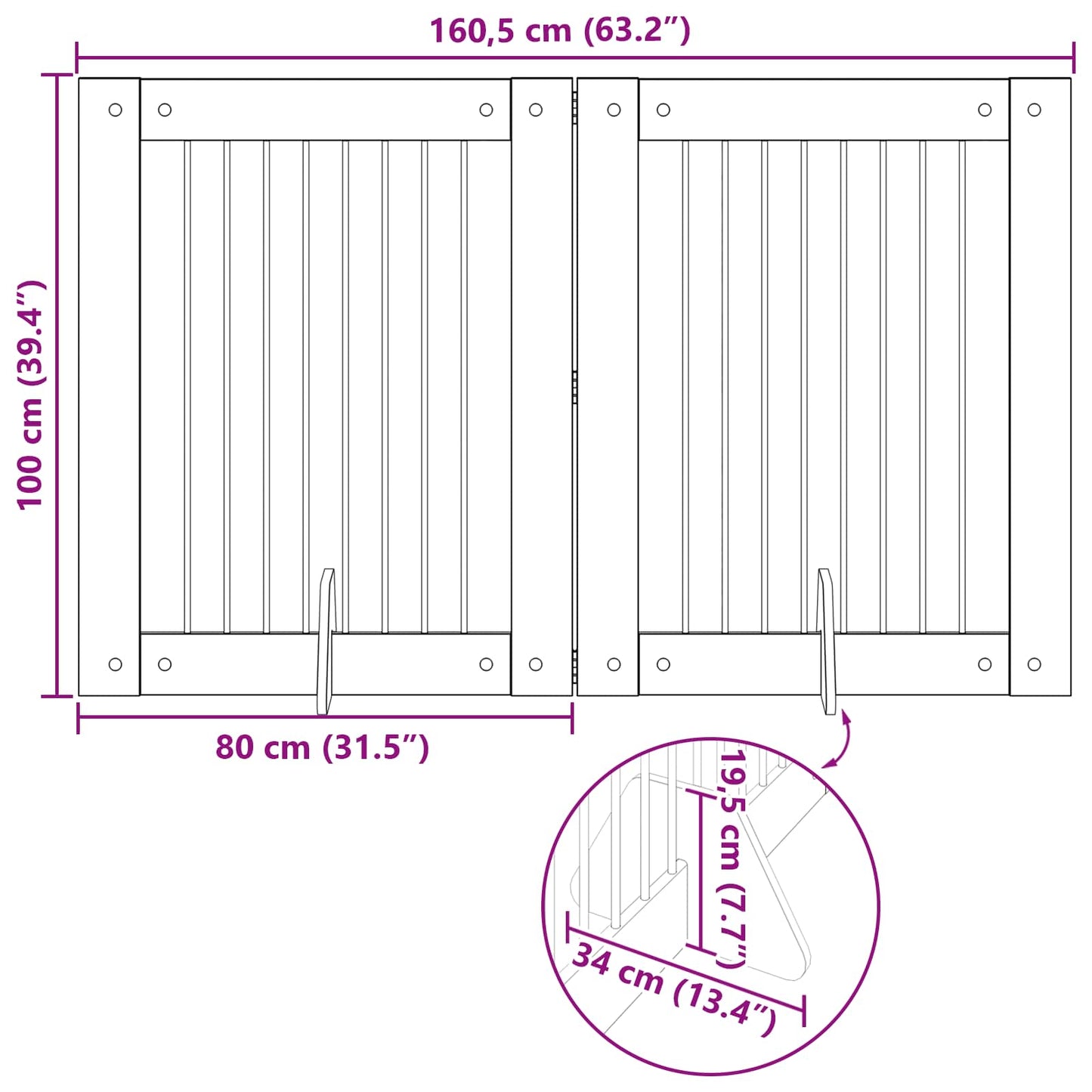 Foldable Dog Gate with Stands 2 pcs Old Wood 160.5 cm