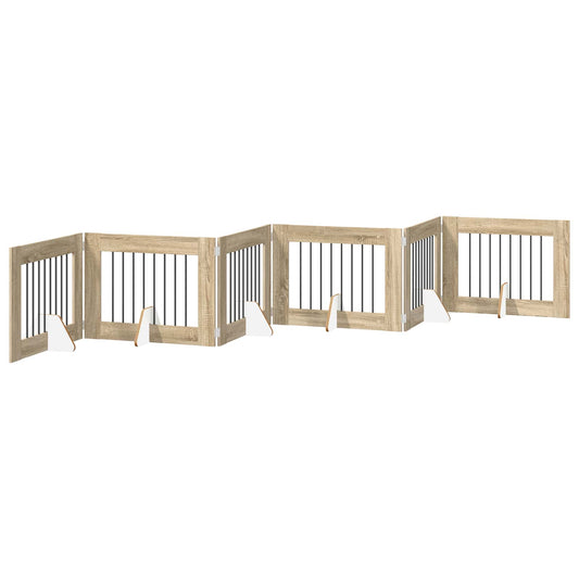 Foldable Dog Gate with Stands 6 pcs Sonoma Oak 482 cm