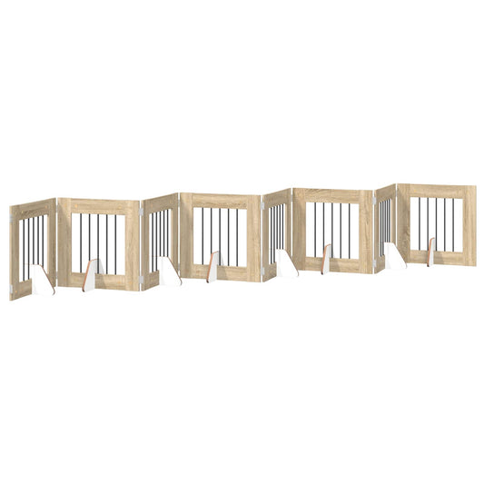 Foldable Dog Gate with Stands 8 pcs Sonoma Oak 60 cm