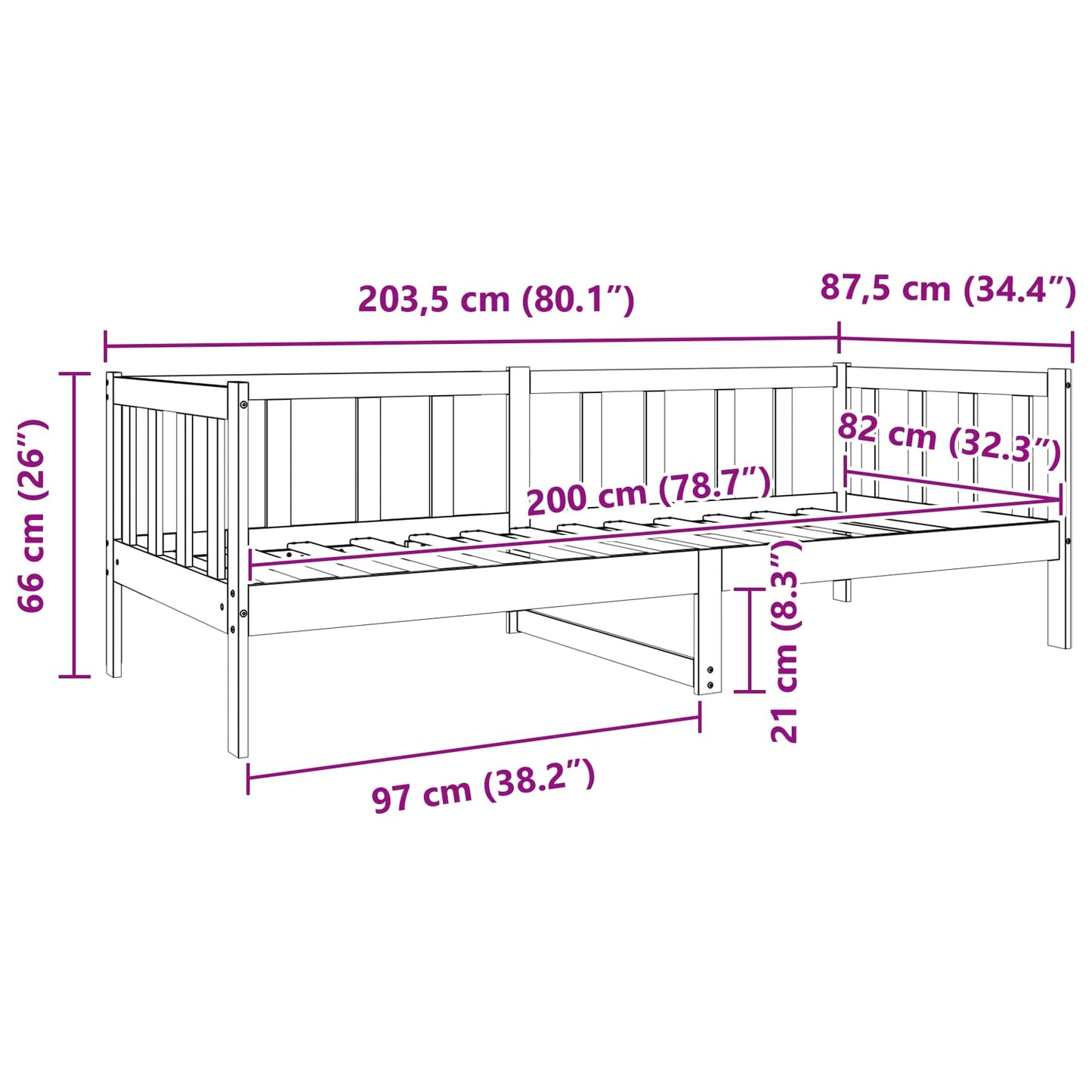 Bed Frame with Headboard Wax Brown 80 x 200 cm Solid Pine Wood