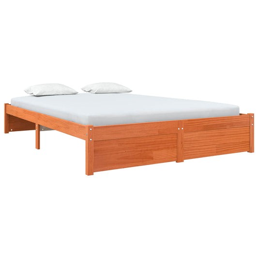 Bed Frame Wax Brown 160 x 200 cm Solid Pine Wood