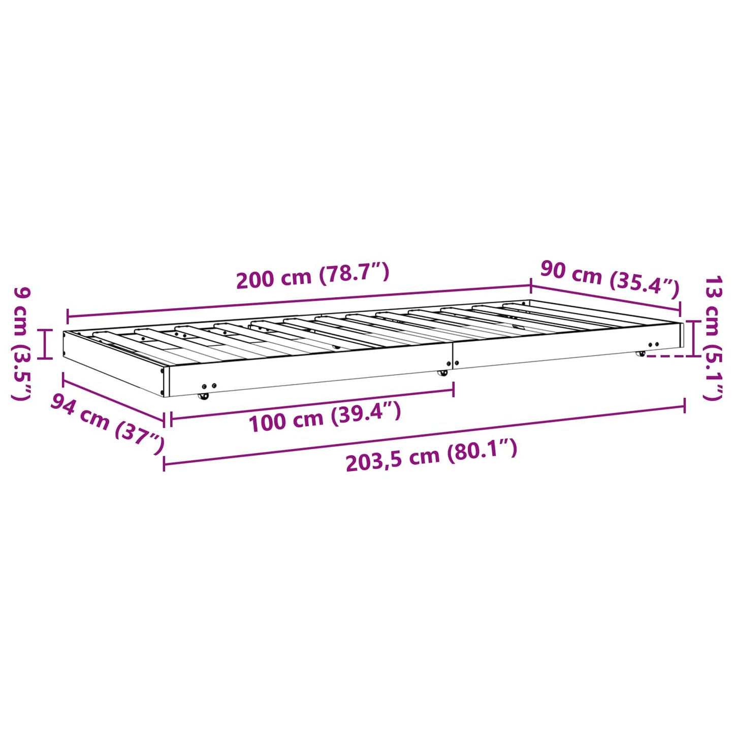 Bed Frame Wax Brown 90 x 200 cm Solid Pine Wood