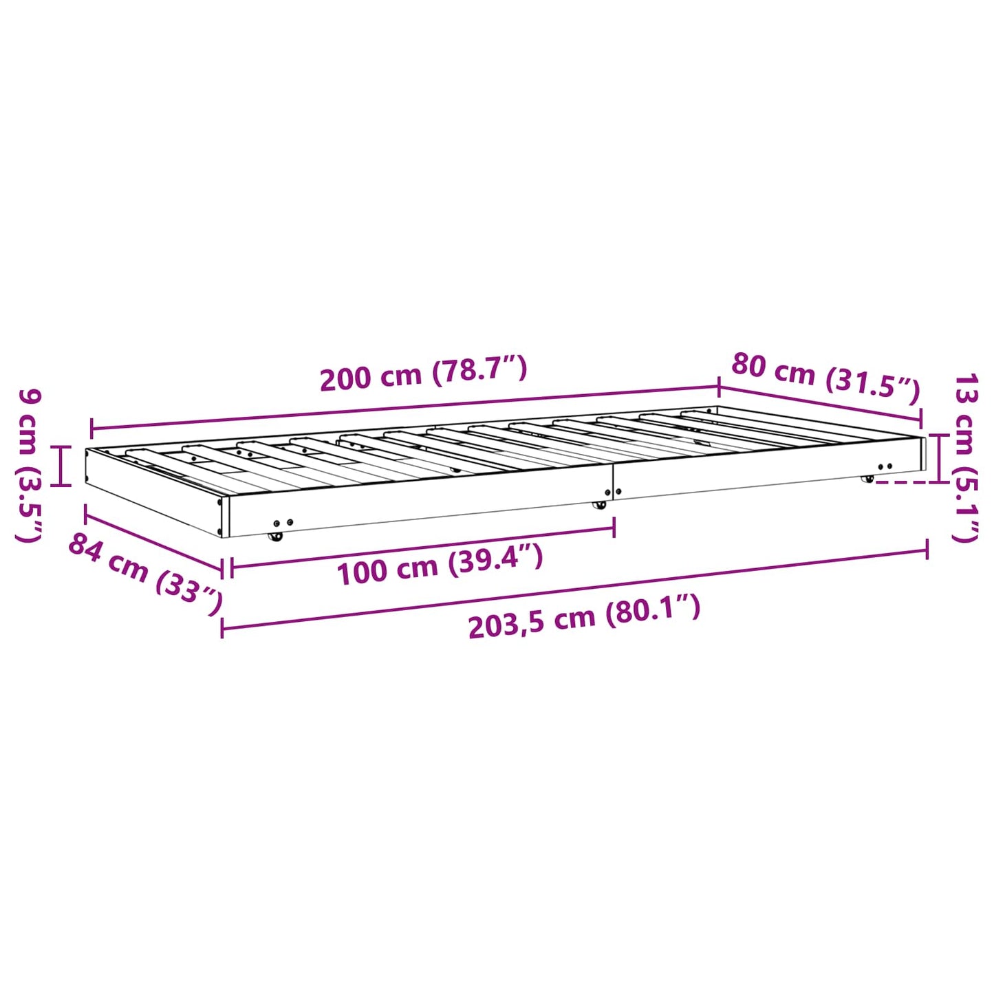 Bed Frame Wax Brown 80 x 200 cm Solid Pine Wood