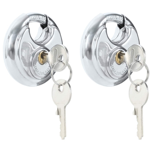 Discus Locks with Keys 2 pcs Silver 6 x 2.3 x 6 cm