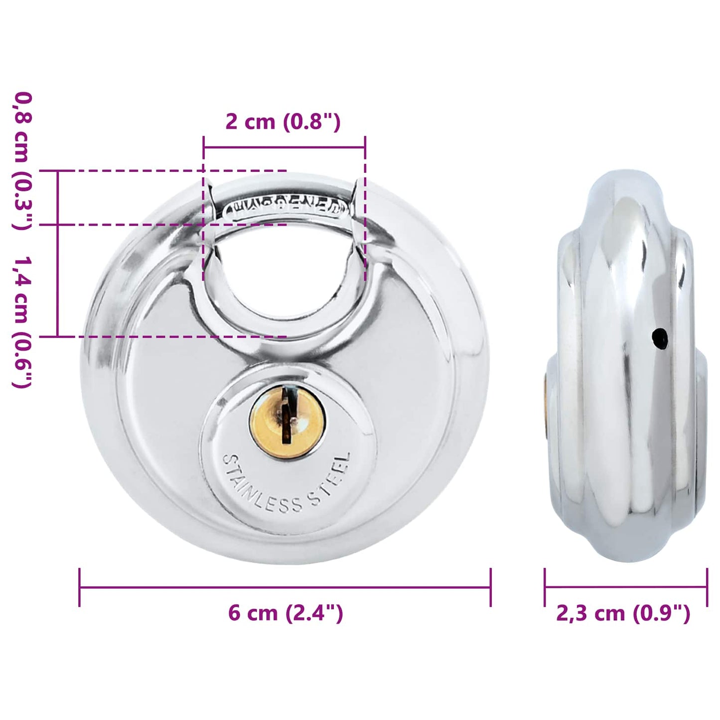 Discus Locks with Keys 6 pcs Silver 6 x 2.3 x 6 cm
