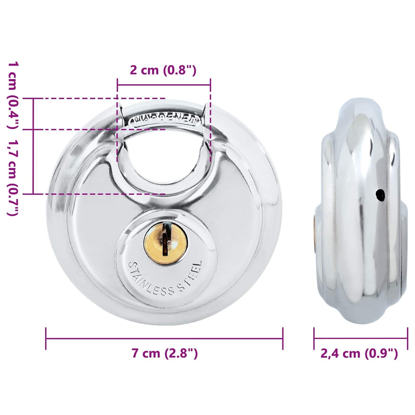 Discus Locks with Keys 12 pcs Silver 7 x 2.4 x 7 cm