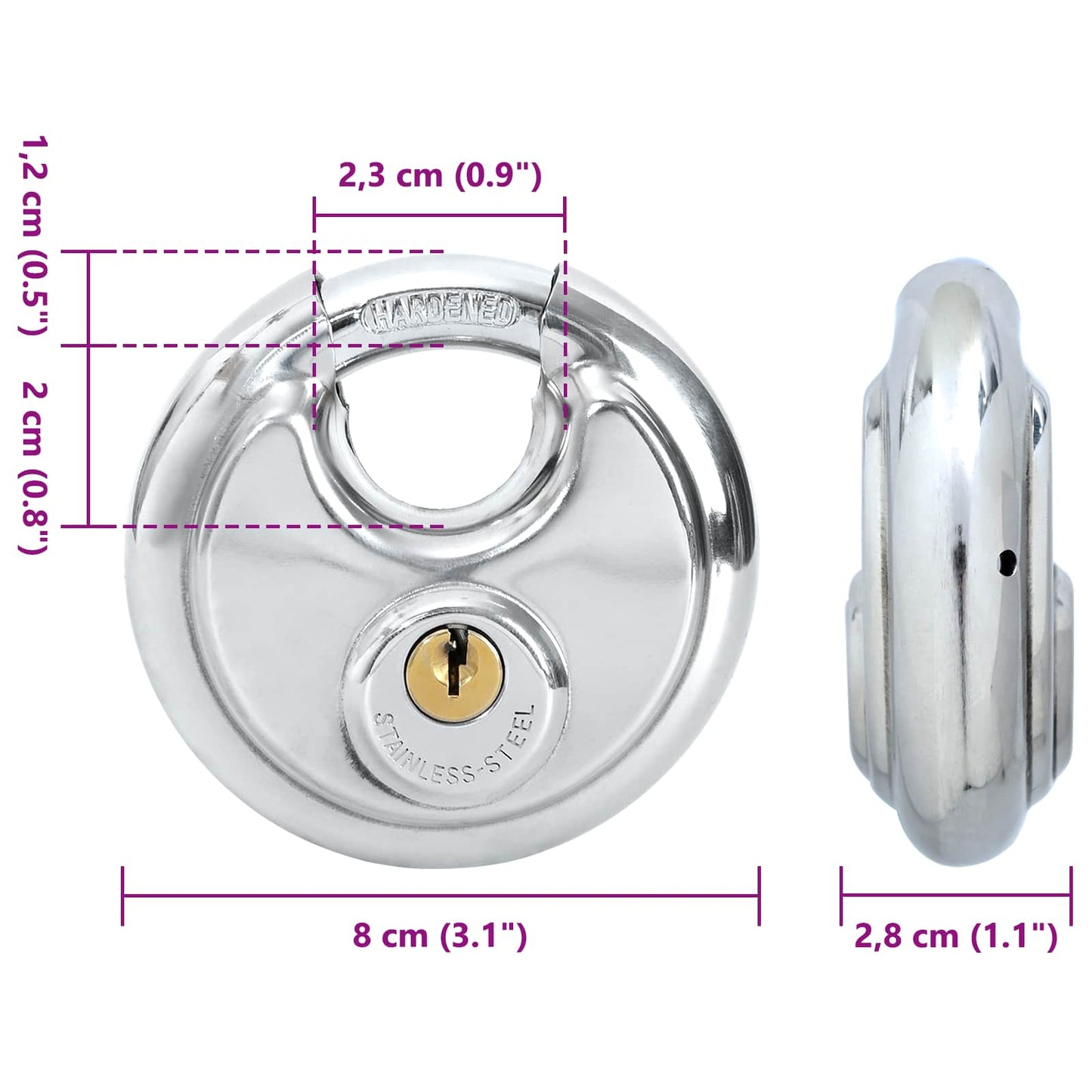 Discus Locks with Keys 12 pcs Silver 8 x 2.8 x 8 cm