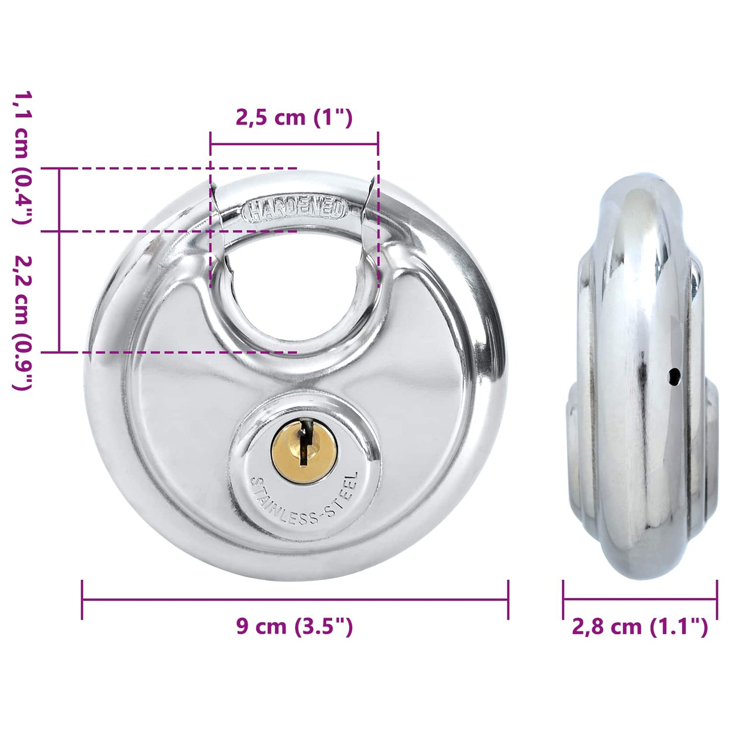 Discus Locks with Keys 12 pcs Silver 9 x 2.8 x 9 cm