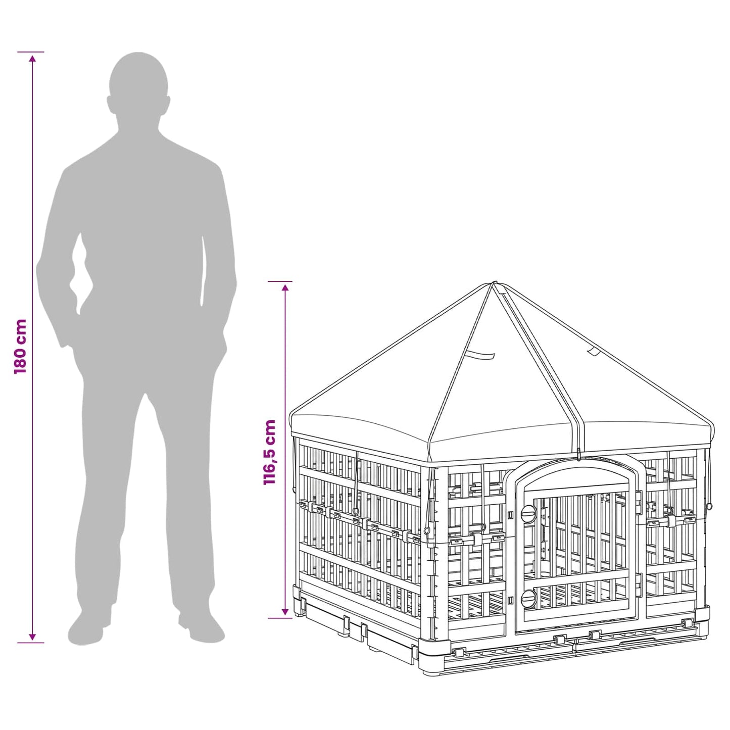 4 Panel Dog Playpen with Roof 177.5 x 154.5 x 112 cm Plastic