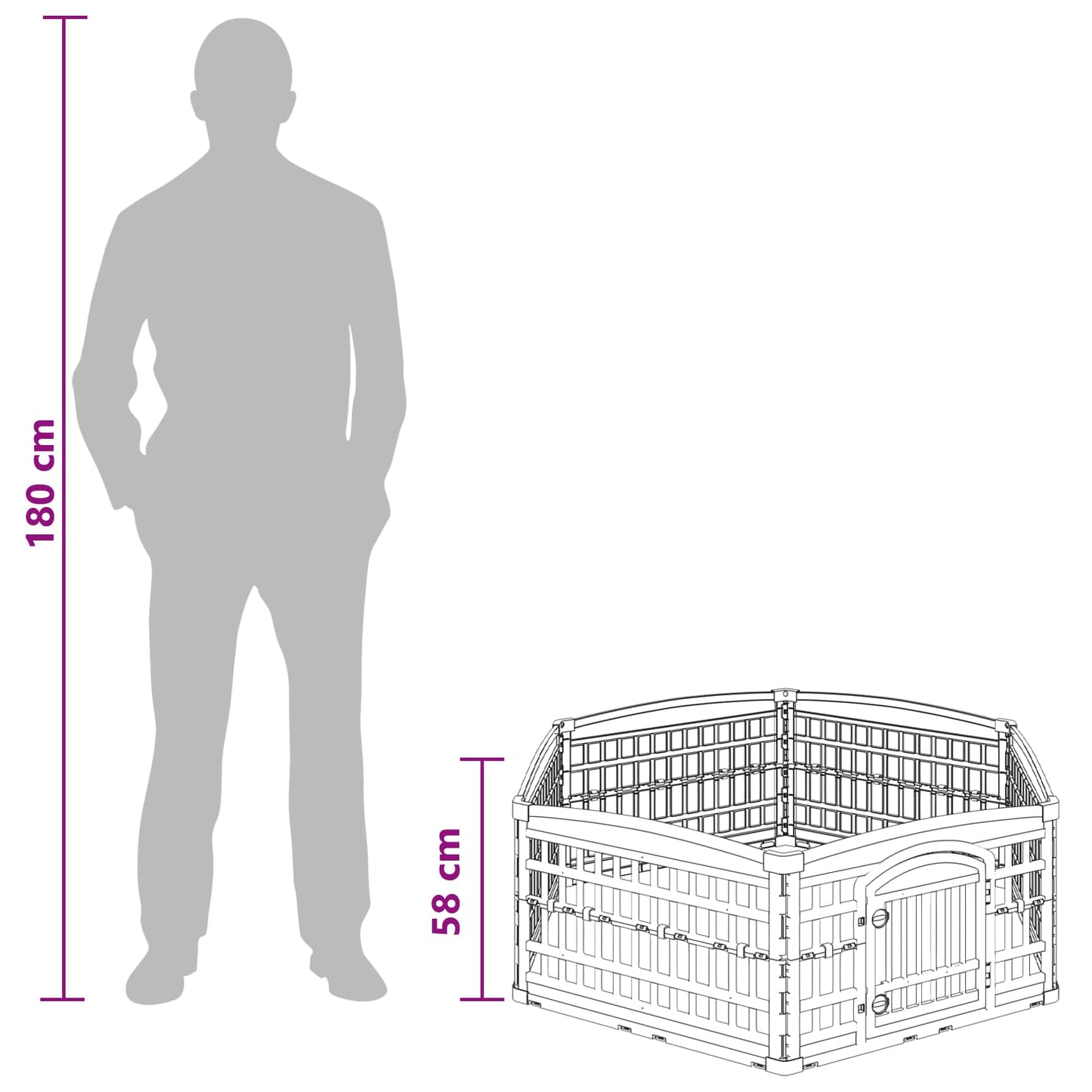 6 Panel Dog Playpen 177.5 x 154.5 x 58 cm Plastic White