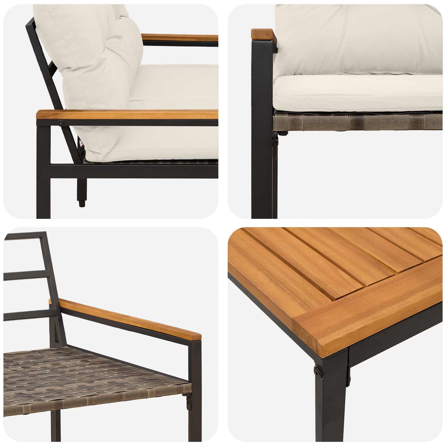 Outdoor Furniture Set 4 pcs Cream White Poly Rattan