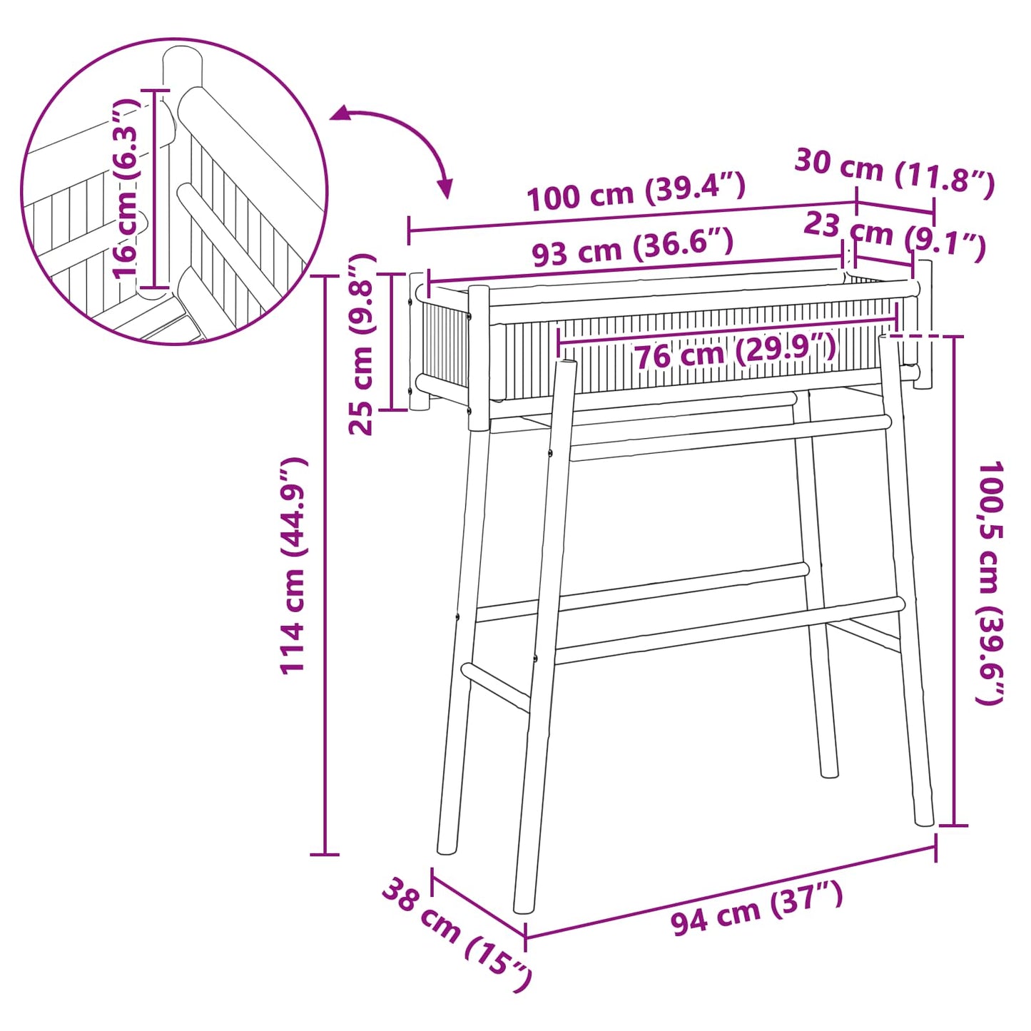 Garden Planter with Holder Natural 39.37 x 14.96 x 44.88 in