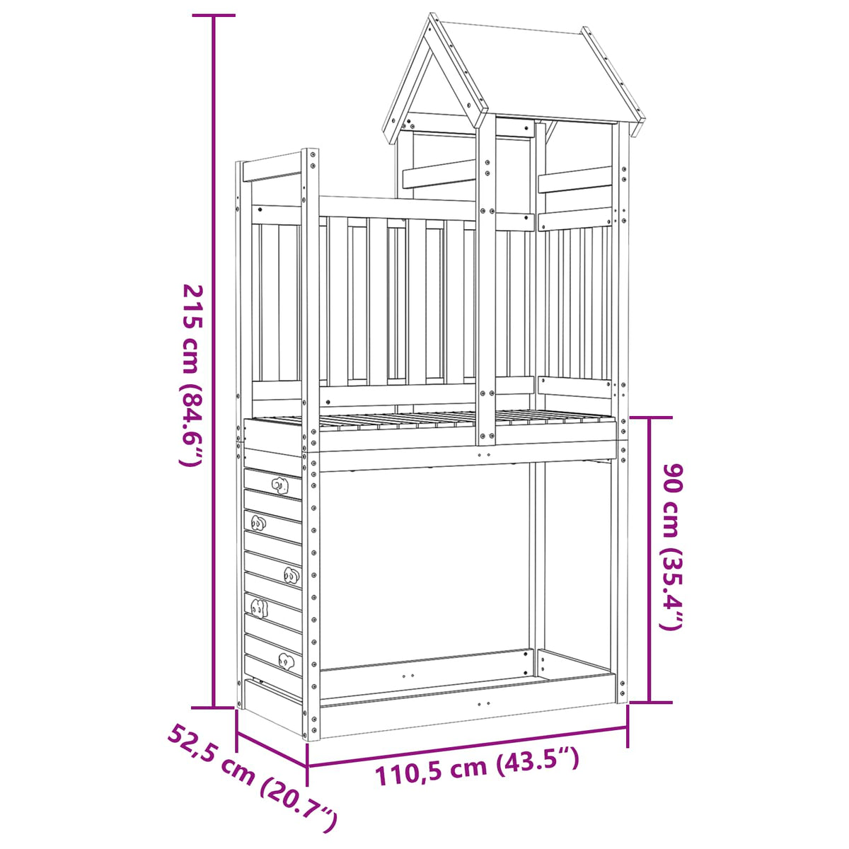 Play Tower Brown 110.5 x 52.5 x 215 cm Solid Douglas Wood