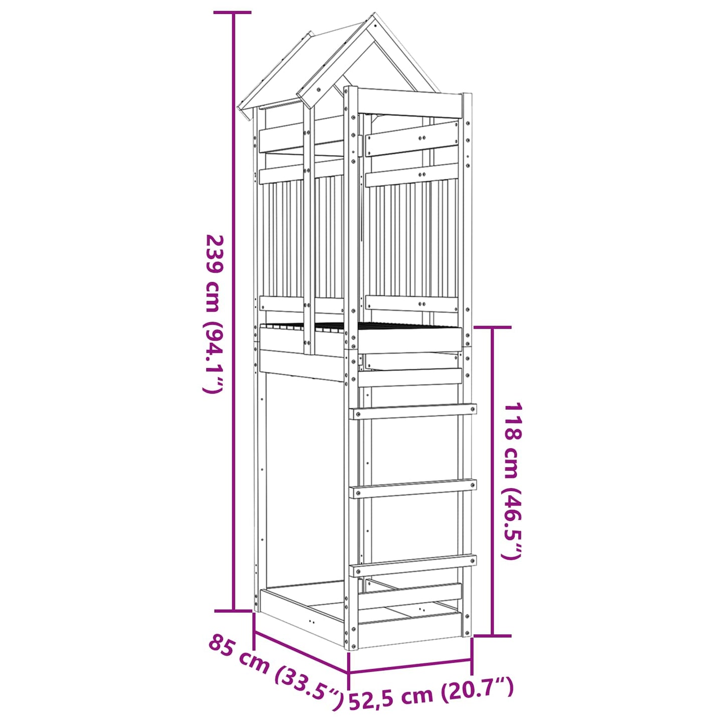 Play Tower Brown 52.5 x 85 x 239 cm Solid Impregnated Wood