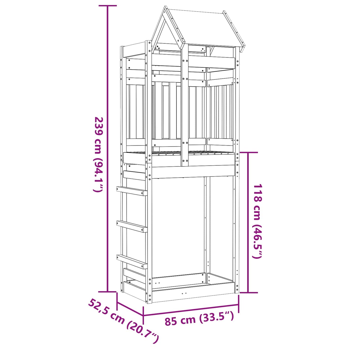 Play Tower Brown 85 x 52.5 x 239 cm Solid Impregnated Wood