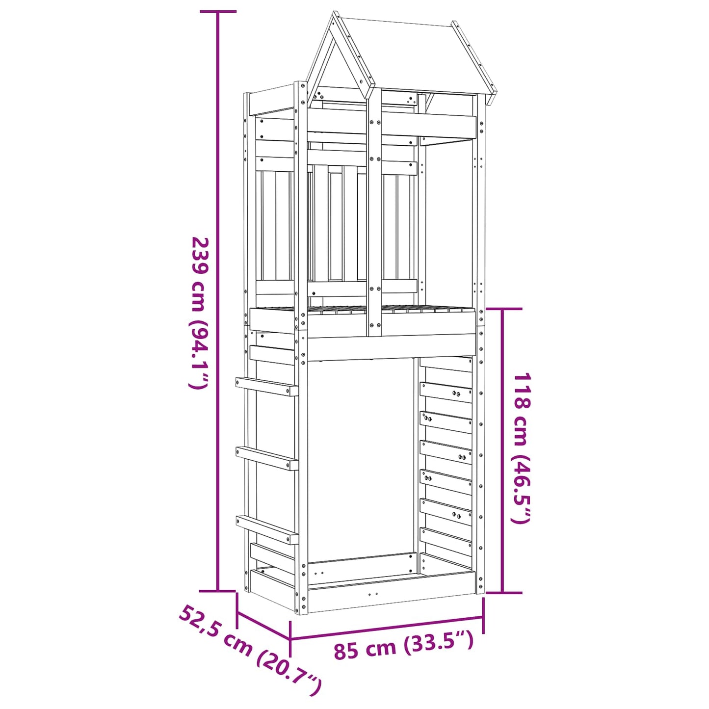 Play Tower Brown 85 x 52.5 x 239 cm Solid Impregnated Wood