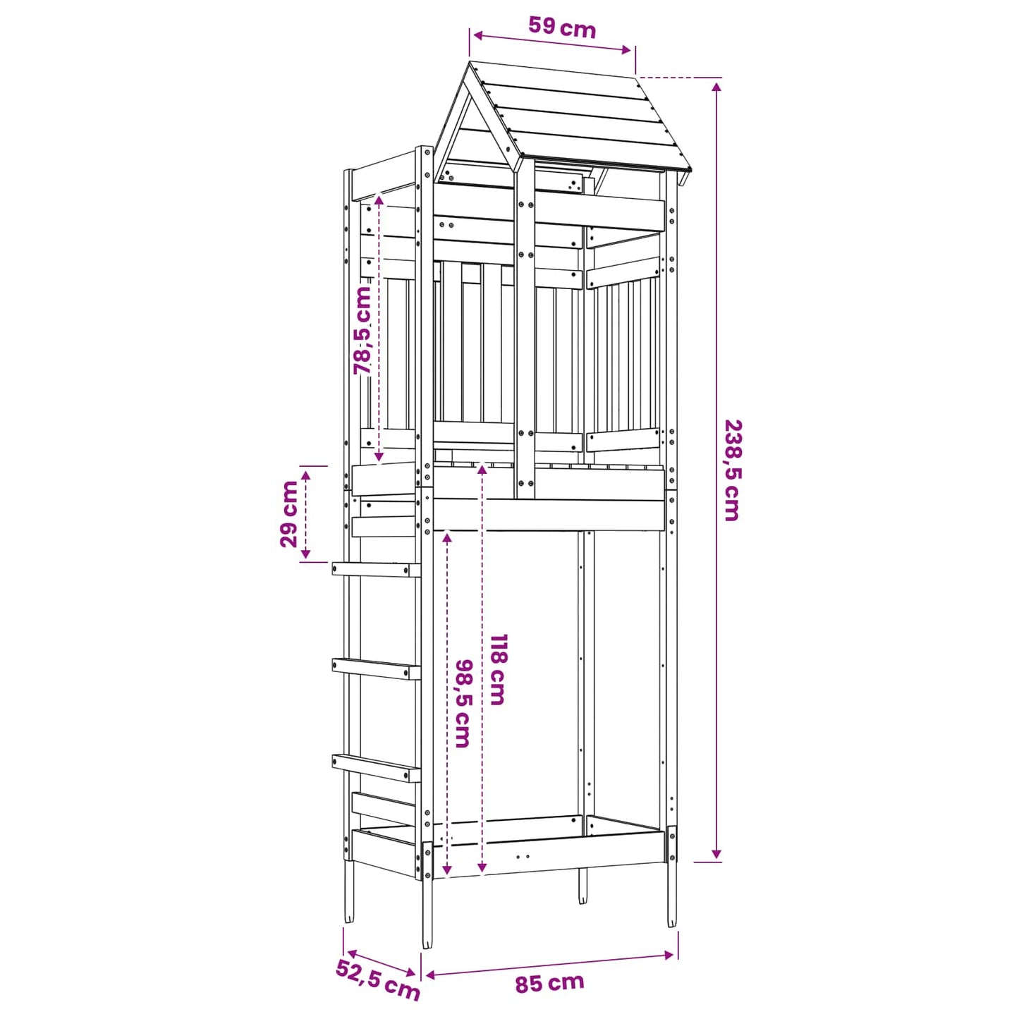 Play Tower Brown Solid Pine Wood