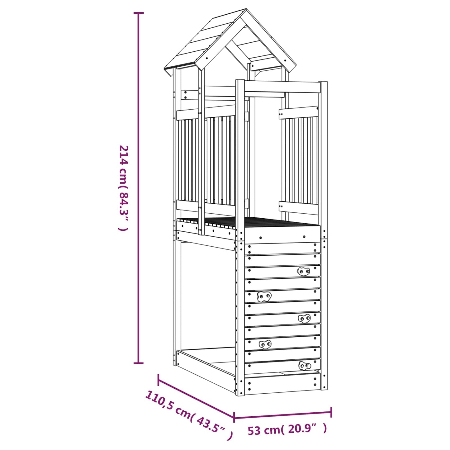 Play Tower Brown 53 x 110.5 x 214 cm Solid Douglas Wood
