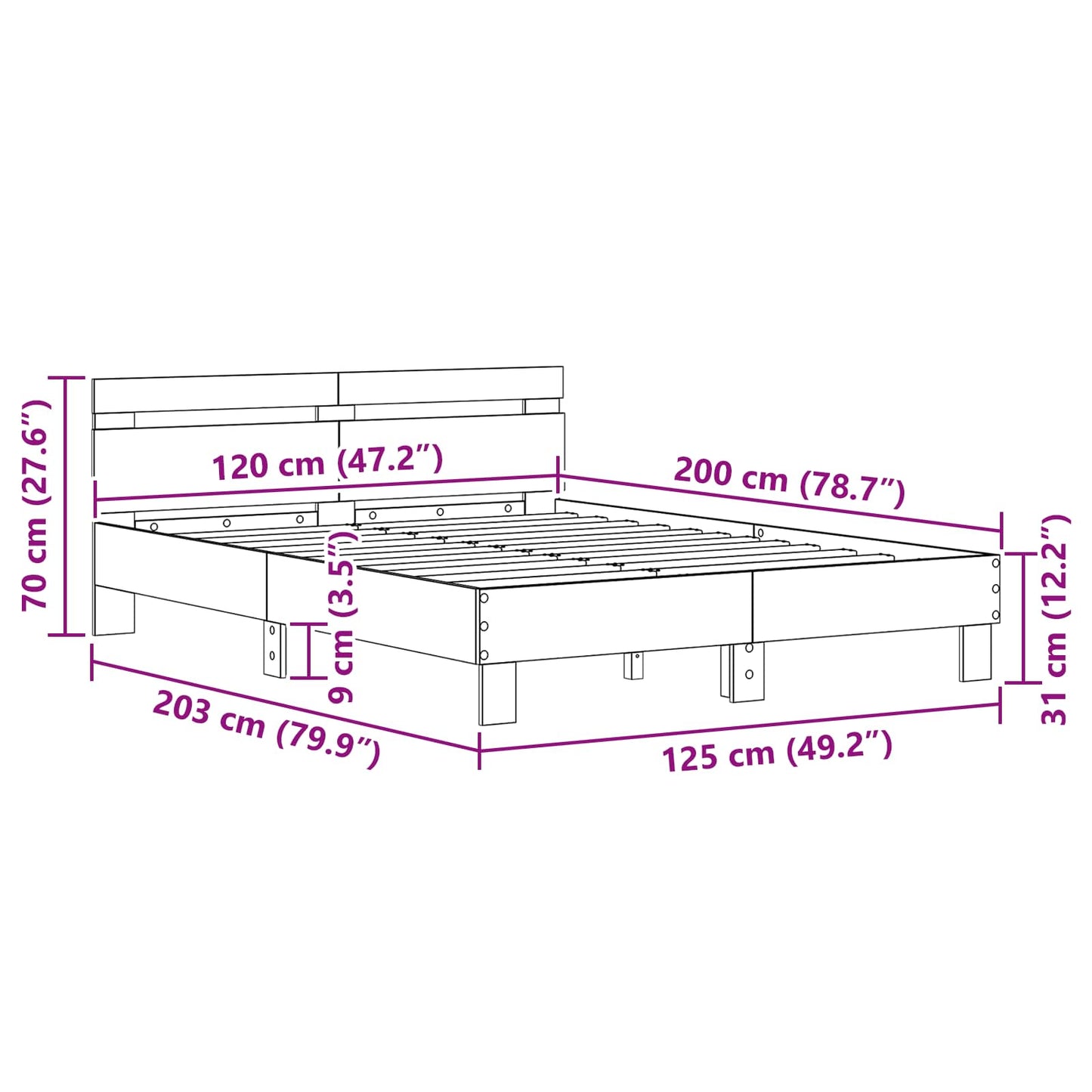 Bed Frame Old Wood 120 x 200 cm Engineered Wood