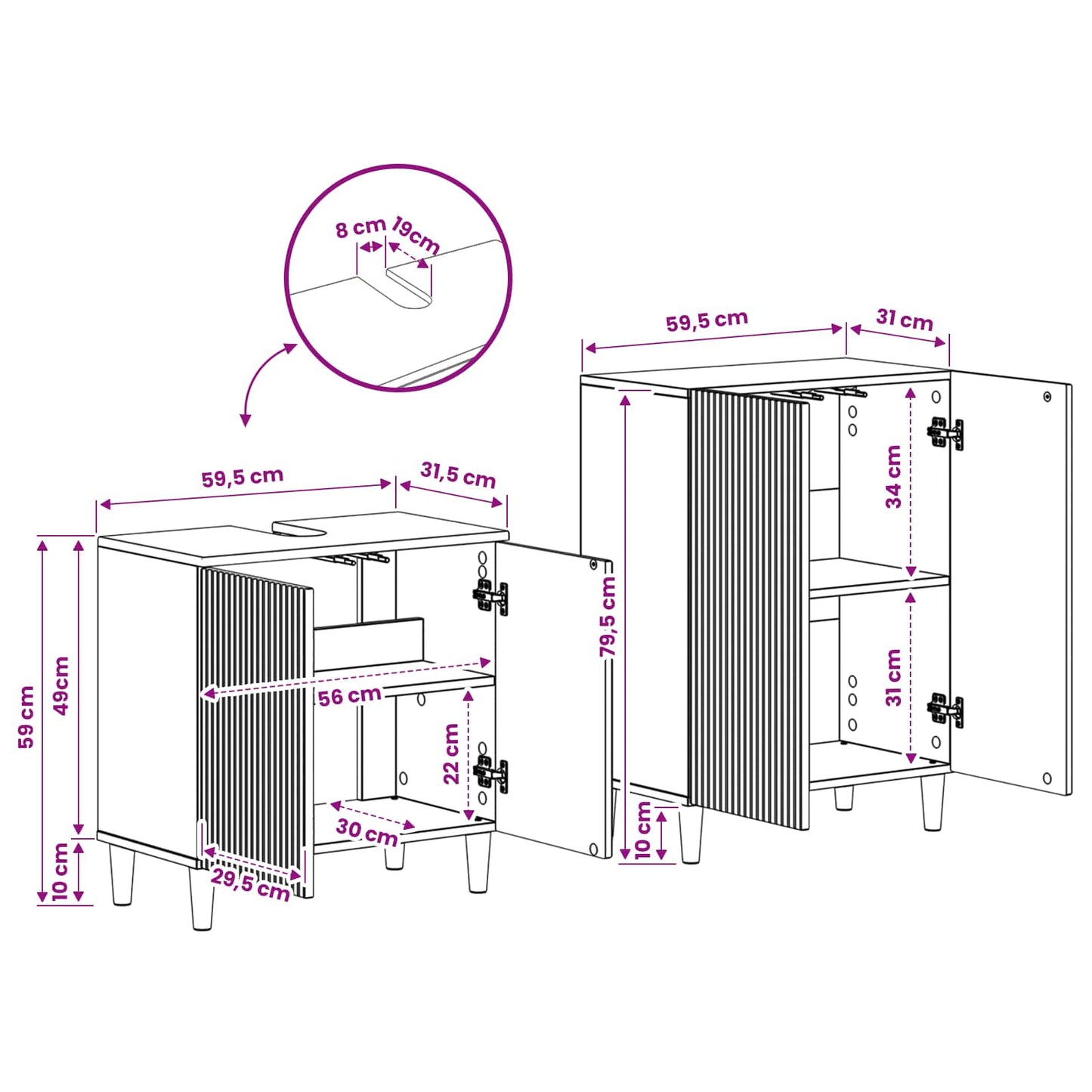 2 Piece Bathroom Cabinet Set ARNHEM Smoked Oak Engineered Wood