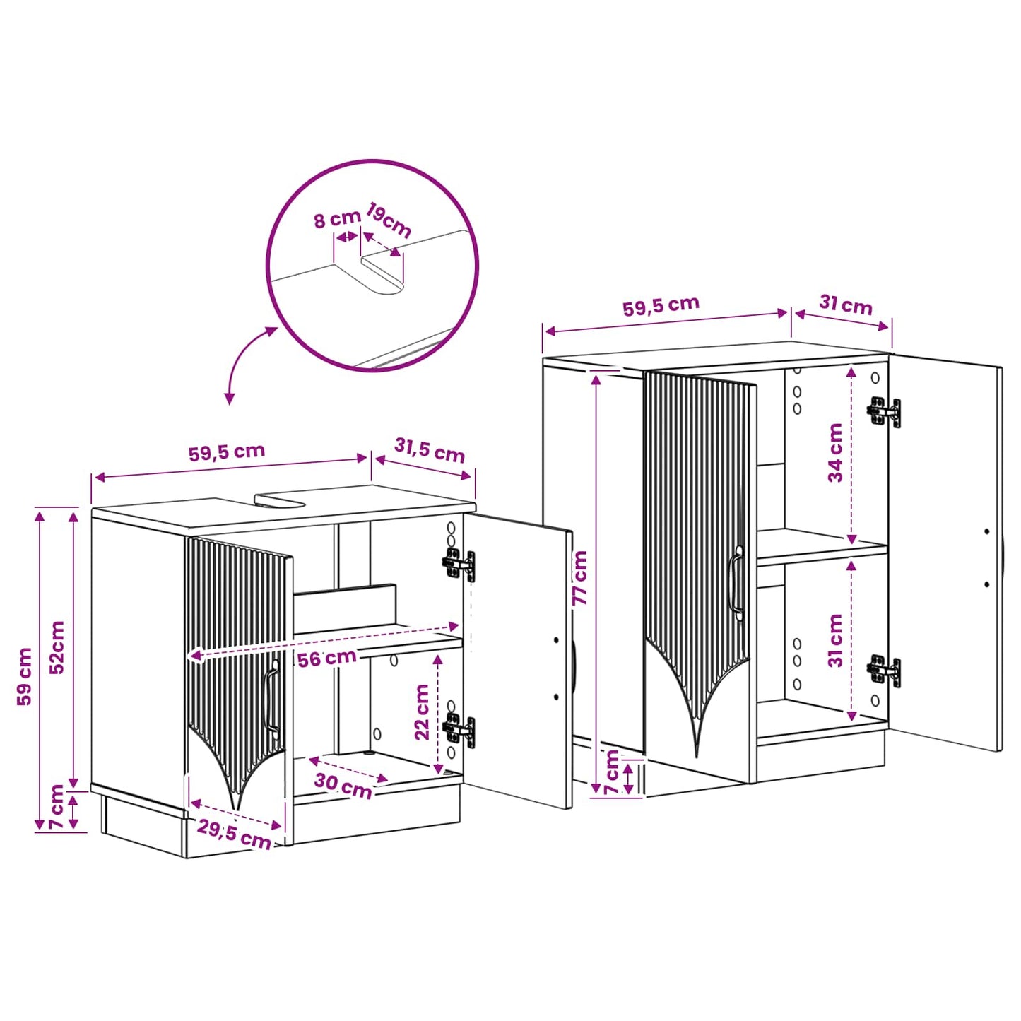 2 Piece Bathroom Cabinet Set HOORN Sonoma Oak Engineered Wood