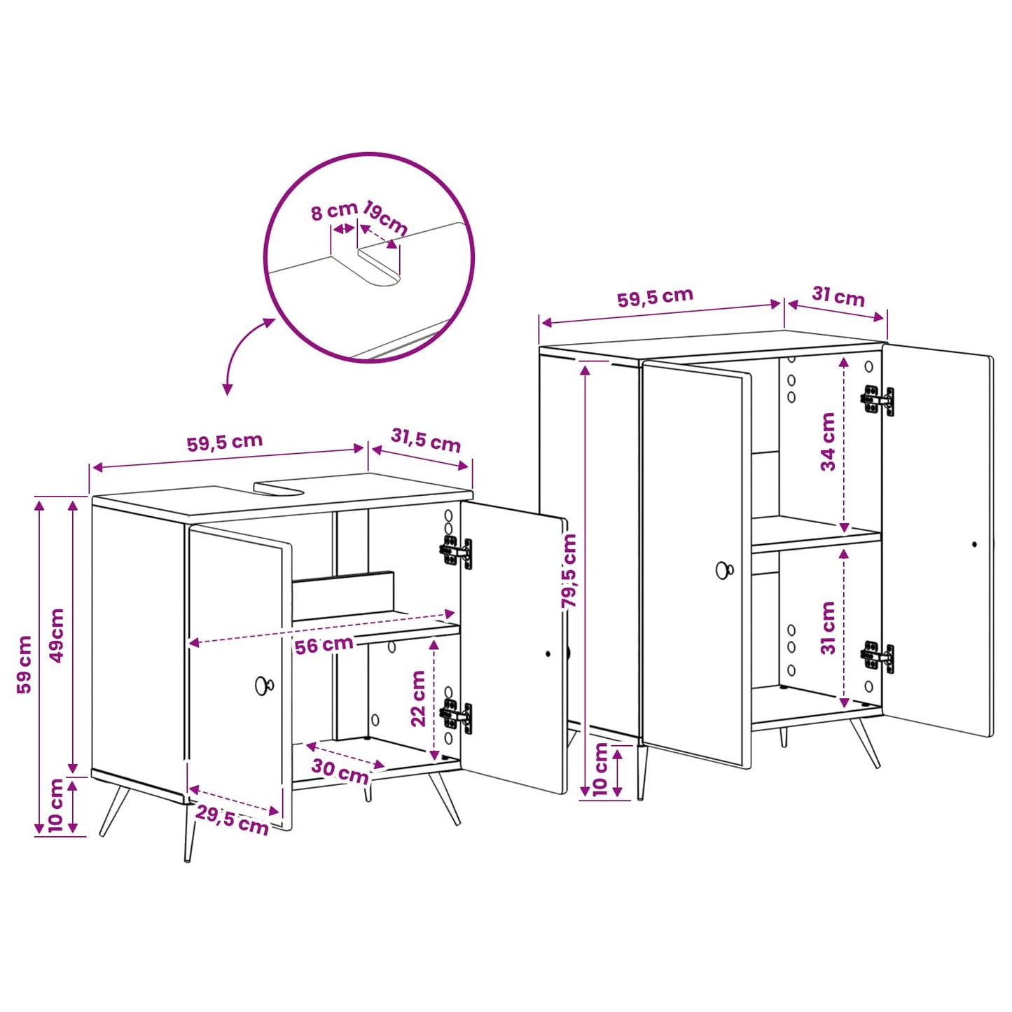 2 Piece Bathroom Cabinet Set BREDA Smoked Oak Engineered Wood