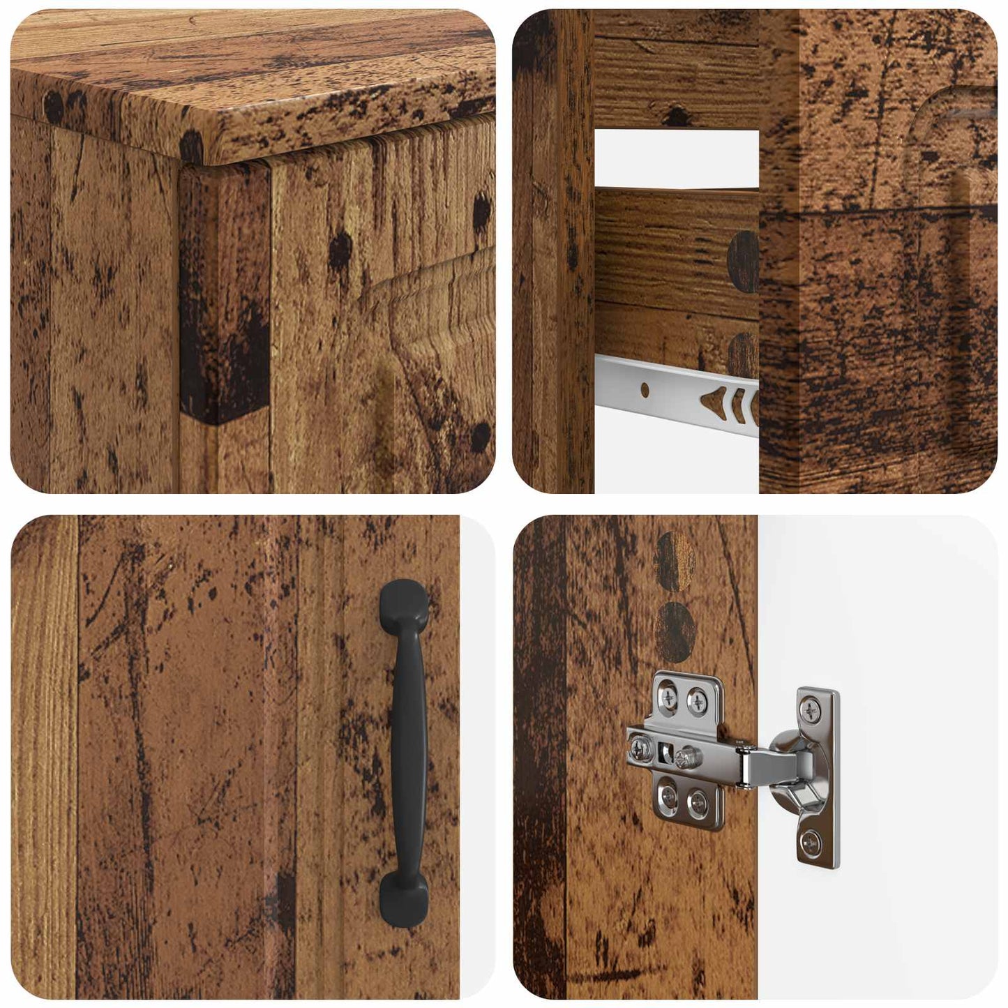 2 Piece Bathroom Cabinet Set UTRECHT Old Wood Engineered Wood