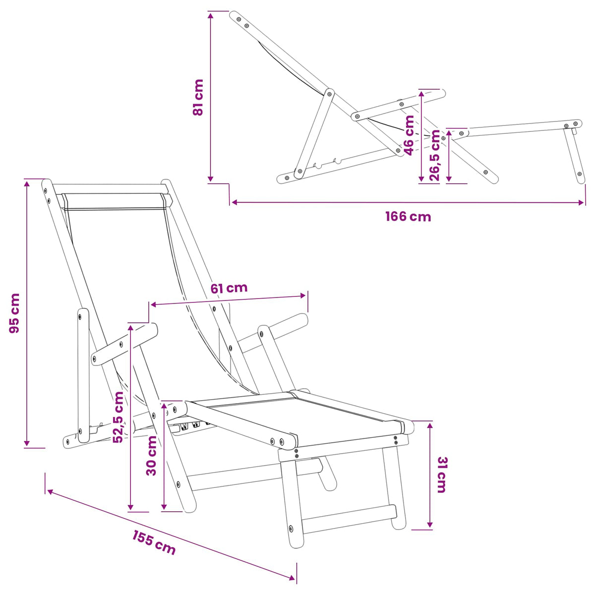 Folding Sun Lounger 2 pcs 3 Position Solid Eucalyptus Wood Grey