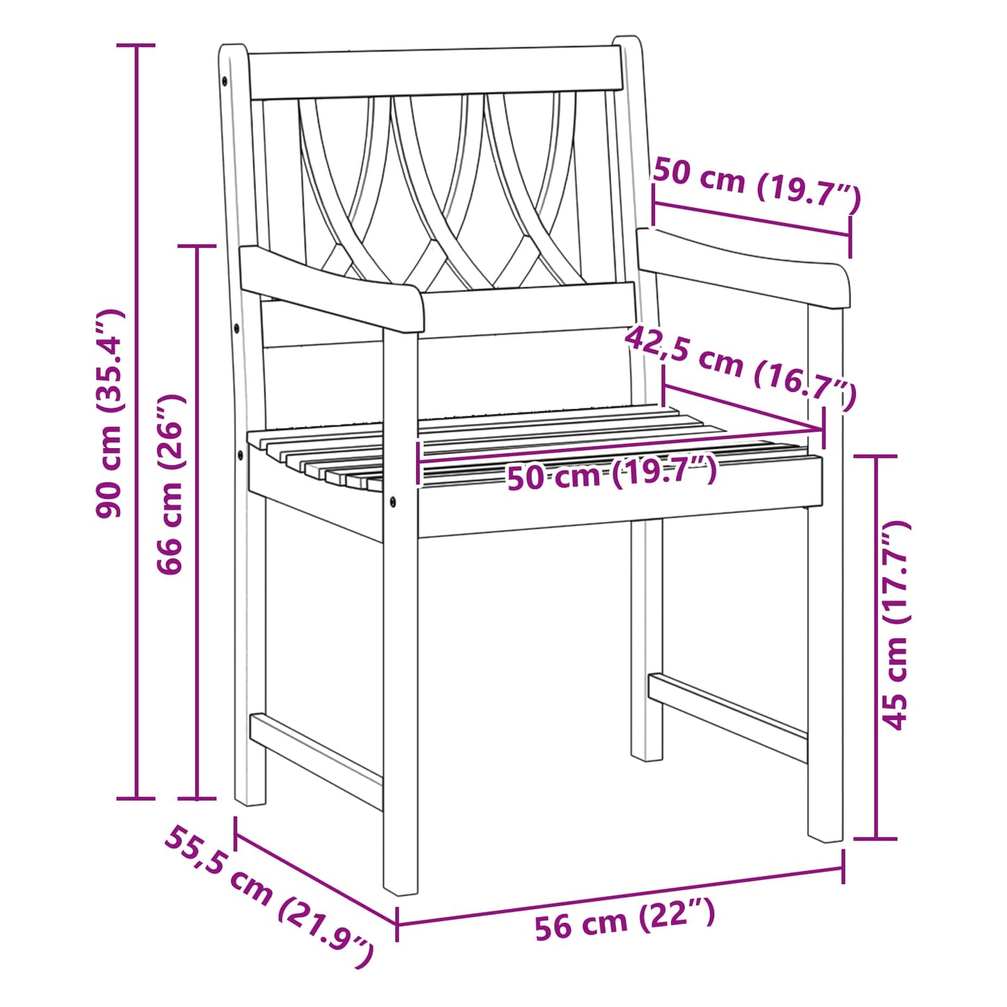 Garden Chairs 2 pcs Natural Solid Acacia Wood