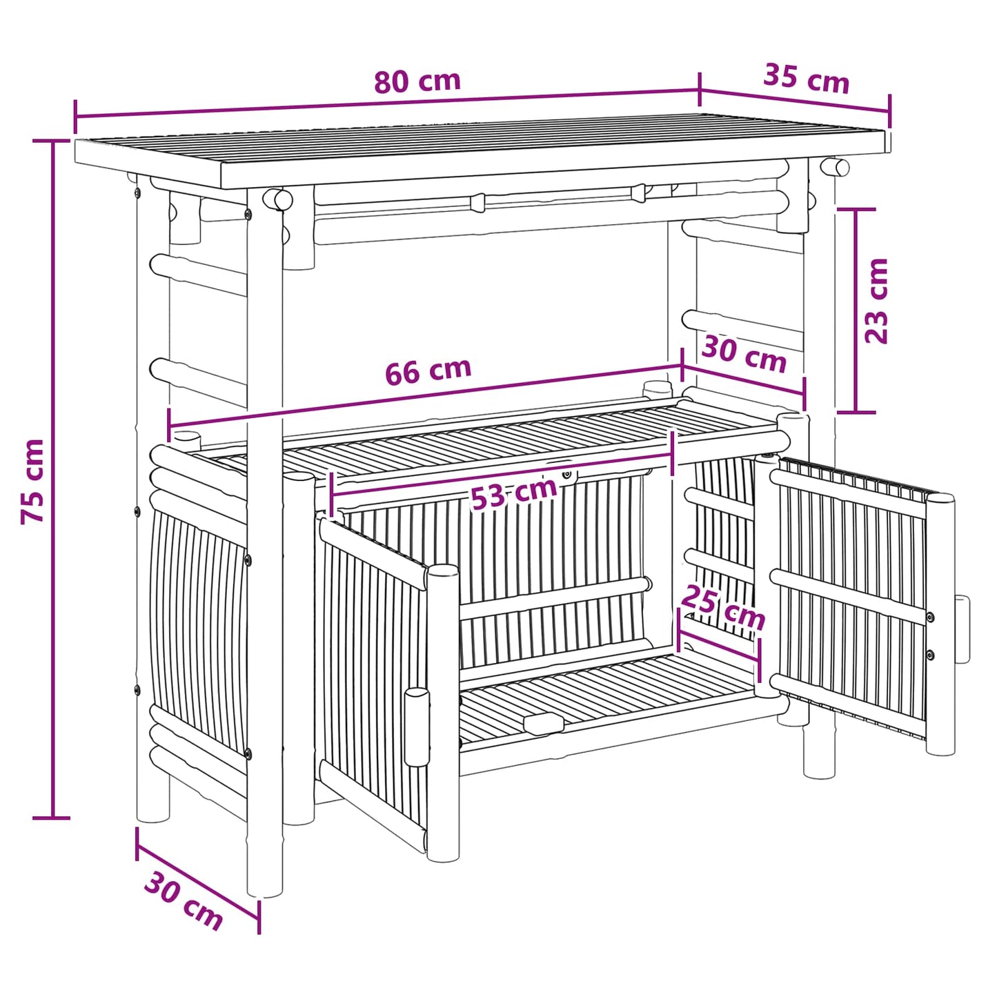 Console Table with Door Natural 31.50 x 13.78 x 29.53 in Bamboo